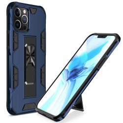 Military Grade Armor Protection Stand Magnetic Feature Case for iPhone 12 Pro Max 6.7 (Navy Blue)